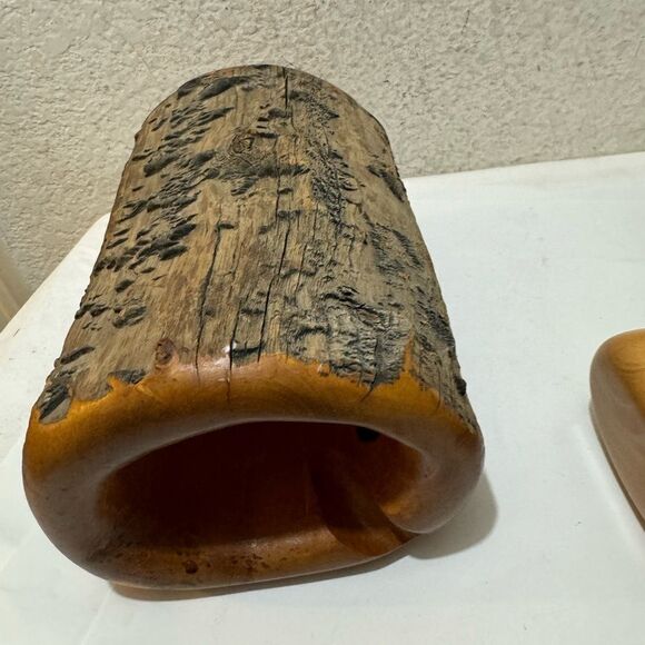 Wood Log Jewelry Storage Trinket Box Chest Rustic Hand Crafted - Picture 8 of 11